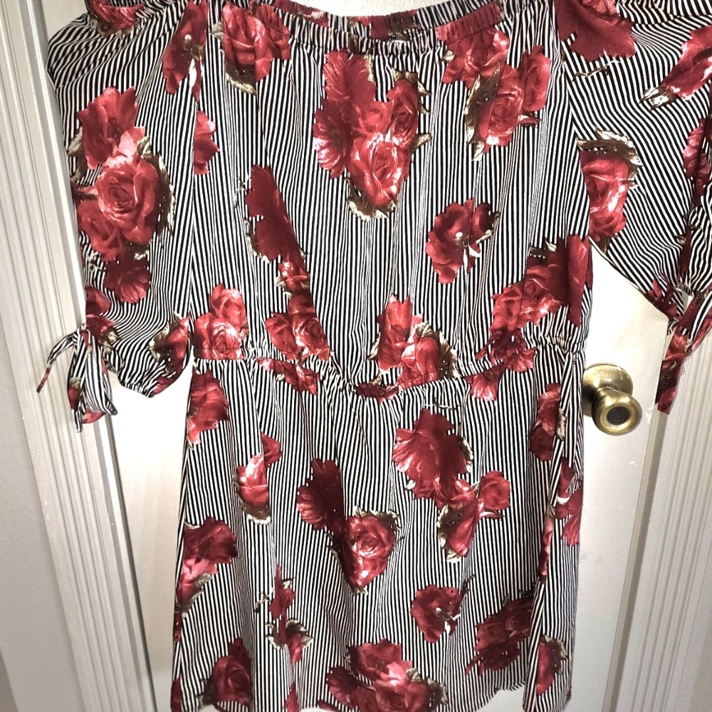 Speed Control Red and Black Striped Dress